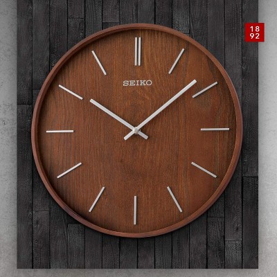 Seiko 13" Brown Ash Veneer Wooden Wall Clock