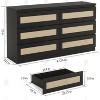 Rattan 6 Drawer Dresser for Bedroom, Modern Farmhouse Wood Closet Dresser, Compact Chest of Drawers, Easy to Assemble, for Nursery, Entryway - 2 of 4