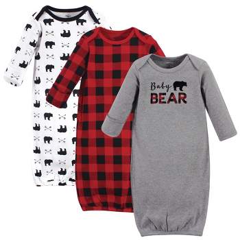 Little Treasure Baby Boy Cotton Long-Sleeve Gowns 3pk, Baby Bear, 0-6 Months
