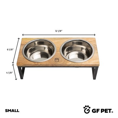 Elevated Mango Wood and Stainless Steel Pet Feeder
