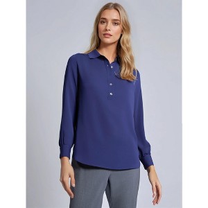 Jones New York Long Sleeve Collared Popover Blouse - 1 of 3