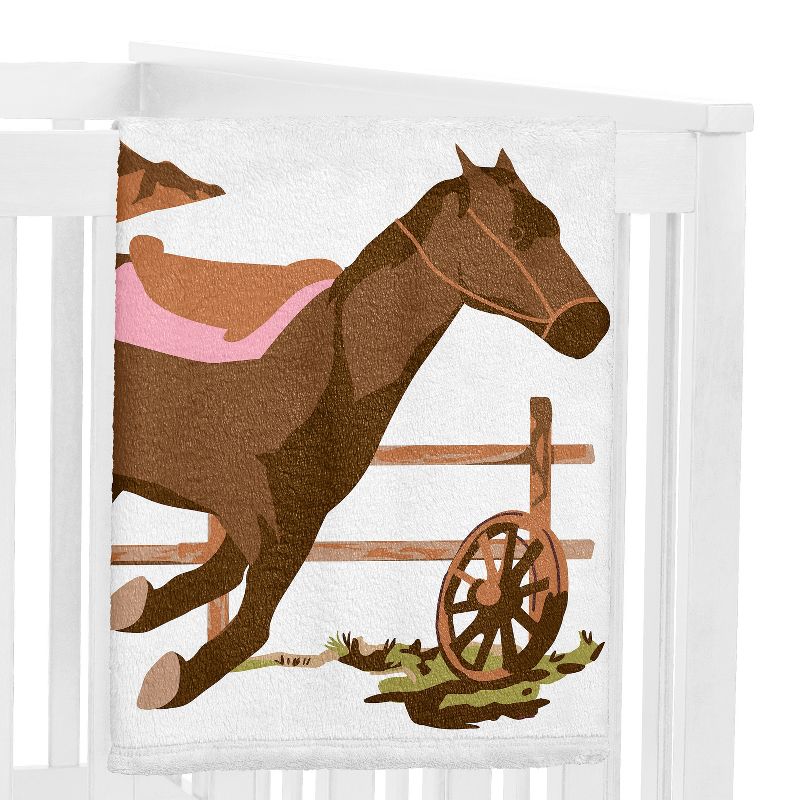 Sweet Jojo Designs Girl Baby Milestone Blanket Western Cowgirl Pink Brown and Beige, 3 of 7