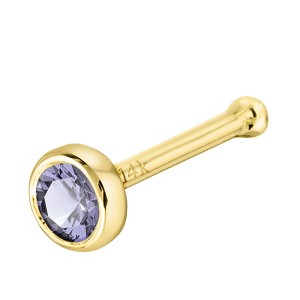 Jewelry Avalanche 22G 14K Gold Bezel-set Tanzanite Ball-end Nose Stud - 1 of 3