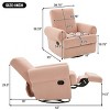 Manual Swivel Rocker Recliner Chair with Adjustable Backrest, Chenille Upholstered Recliner Armchair for Living Room, Bedroom or Nursery-Koiai - 3 of 4