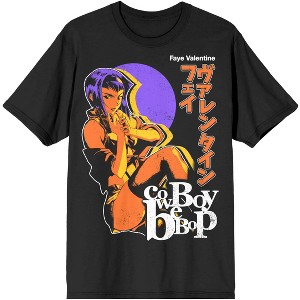 Vintage Faye Valentine Cowboy Bebop Poster Men's Black T-shirt - 1 of 2