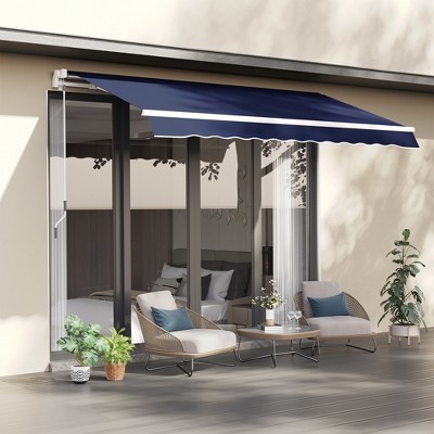 Gsluuk Outsunny 10' x 8' Retractable Awning, Patio Awnings, Sunshade Shelter w/ Manual Crank Handle