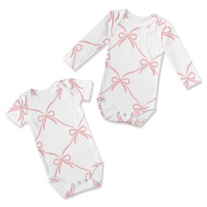Sweet Jojo Designs Baby Girl Baby Bodysuit - Set 0-6M Ballerina and Ballet Bows Pink and White 2pc - 1 of 4