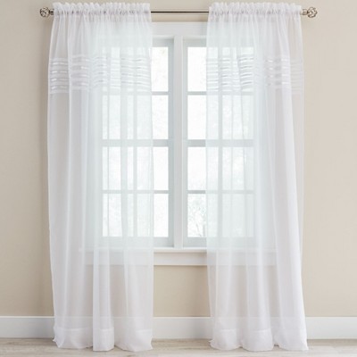 BrylaneHome BH Studio Sheer Voile Pleated Rod-Pocket Panel