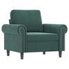 vidaXL 3 Piece Velvet Sofa Set with Cushions - Comfortable Seating for Home and Office - Dark Green - 2 of 4