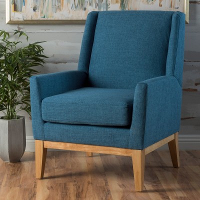 APRILSOUL Mid-Century Modern KD Accent Chair with Cushion Seat Blue Fabric