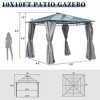 PAGED 10'x10' Hardtop Outdoor Canopies and Gazebos with Polycarbonate Roof with  Aluminum Frame, Mosquito Netting and Privacy Screens, Gray - 3 of 4