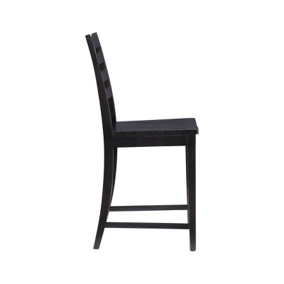 Flynn Black Solid Wood Ladder Back Counter Stools, Set of 2