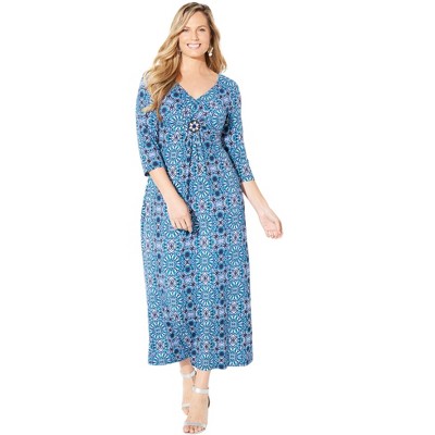 Catherines Women's Plus Size Anywear Beaded Medallion Maxi Dress