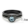 Slickblue Black Stainless Steel Ring with Sea Blue Glass Center, Women’s Halo Design, Statement Jewelry, Sizes 5-10 - 2 of 4