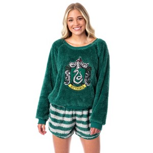 Harry Potter Womens' Sweater and Shorts Sleep Pajama Set-All Houses - 1 of 4