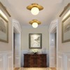 PAKOKULA 1-Light Golden Diffuser Semi-Flush Mount Ceiling Light with Metal Pleated Shade and White Glass Shade - 3 of 4