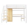 Whisen Twin Size Metal  Loft Bed with Built-In Desk, Wardrobe, Shelves and Storage Staircase - 4 of 4