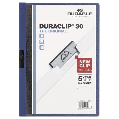 Durable Vinyl DuraClip Report Cover Letter Holds 30 Pages Clear/Dark Blue 220307