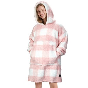 Tirrinia Oversized Wearable Blanket Hoodied Sweatshirt for Woman Men, Cozy Fleece Lined Plush Pullover, Warm Gift Wife Woman, One Size Fits All - 1 of 4