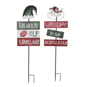 Transpac Metal Elf/North Pole Y/S Set of 2 Christmas Home Decorations - 1 of 3