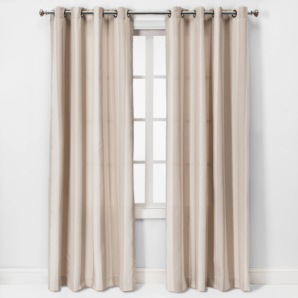 84x54 Cabana Stripe Light Filtering Curtain Panel Tan - Threshold was $29.99 now $14.99 (50.0% off)