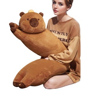TITQWOP Long Capybara Plush Pillow,Cute Capybara Stuffed Animals Plushie Sleeping Hugging Body Pillow,Kawaii Capybara Soft Doll Toy - 1 of 4