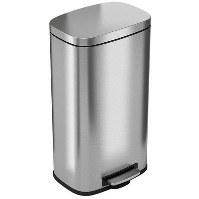 iTouchless Step Pedal Kitchen Trash Can with AbsorbX Odor Filter and Removable Inner Bucket 8 Gallon Rectangular Stainless Steel