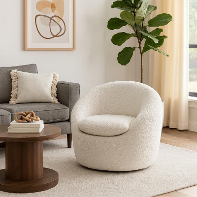Homy Casa Modern Swivel Accent Chair with Boucle Upholstery for Living Room or Bedroom