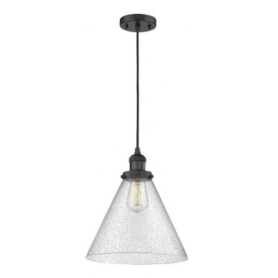 Cone - 1 Light Cord Hung Mini Pendant In Industrial Style-14 Inches Tall and 12 Inches Wide