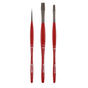 Borciani e Bonazzi Unico Silver Synthetic Paint Brush Set of 3, Assorted Shape - Medium Handle Paintbrush Handcrafted in Italy, Cruelty-Free, Acrylic, - 1 of 4