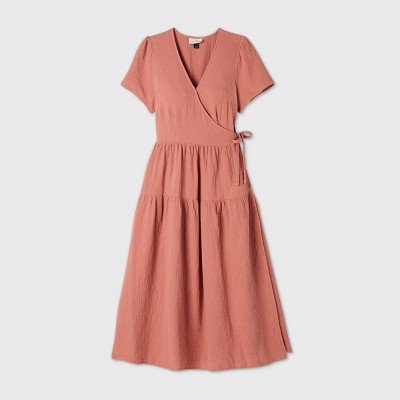 women's short sleeve wrap dress