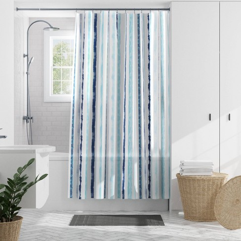 Watercolor Striped Peva Shower Curtain, Shower Curtain Watercolor