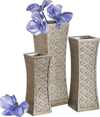 Elegant Dublin Brushed Silver Decorative Vase Trio