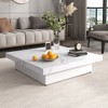 Vynxaria Series 39.4 in. White Square MDF End Table with Marble Veneer and Sliding Top - 2 of 4