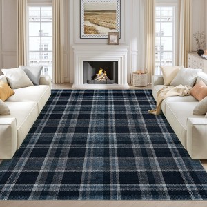 Garvee Washable Area Rug for Living Room Modern Plaid Runner Rug for Hallways Soft Bedroom Rug Non Slip Throw Low Pile Carpet for Entryway Dining Room - 1 of 4