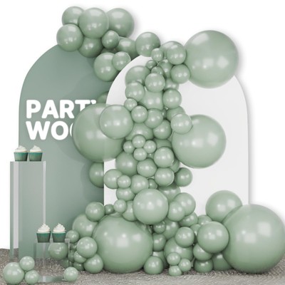 PartyWoo Balloons Dusty Green Matte Sage Boho 18 12 10 5 Inch 142 pcs