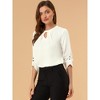 INSPIRE CHIC Women's Work Office Keyhole Pleated Front Ruched 3/4 Sleeve Chiffon Blouse - 4 of 4