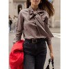 Imily Bela Elegant Plaid Blouse with Detachable Bow Tie Neck Long Sleeve Womens Casual Dressy Top - 4 of 4