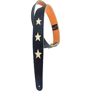 Henry Heller Star Series Black Leather Guitar Strap White - 1 of 1