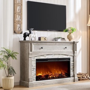SinCiDo 52" Fireplace TV Stand, Entertainment Center w/ Fireplace, Hidden Flip Top Storage Cabinet, Remote Control, Adjustable 3D Realistic Flame - 1 of 4
