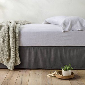 Faldón de Cama de Lino Tamaño Full/Queen Gris - Casaluna™