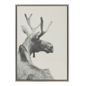 Kate and Laurel Sylvie Moose BW Framed Canvas by Emiko and Mark Franzen of F2Images, 23x33, Gray - 1 of 4