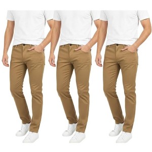 Mens 3 Pack Chinos Slim Fit Stretch Pants - 1 of 4