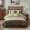 Sapphtopaz 7 Pcs Elegant Transitional Embroidered Comforter Set, Bedding Set Quilt Set with Piecing and Embroidery Details, Machine Washable - 4 of 4