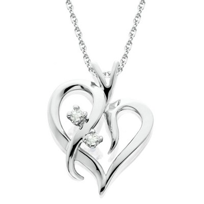 Pompeii3 Heart Shape Genuine Diamond Pendant High Polished White Gold ...