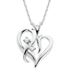 Pompeii3 Heart Shape Genuine Diamond Pendant High Polished White Gold - 1 of 4