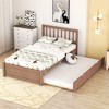 TiramisuBest Modern Design Wooden Twin Size Platform Bed Frame with Trundle for Walnut Color - Walnut Rubber Design - 2 of 4
