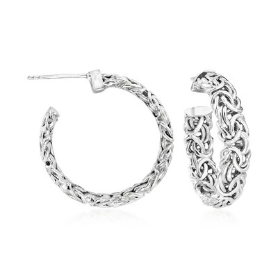 Ross-Simons Sterling Silver Byzantine C-Hoop Earrings
