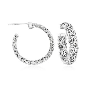 Ross-Simons Sterling Silver Byzantine C-Hoop Earrings - 1 of 4