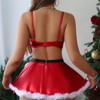 Clotth Ladies Christmas Lingerie Set - Cute Velvet Lingerie, Skirt with Thong and Stockings, Babydoll Lingerie with Rough Edges for Festive, Red - 2 of 4